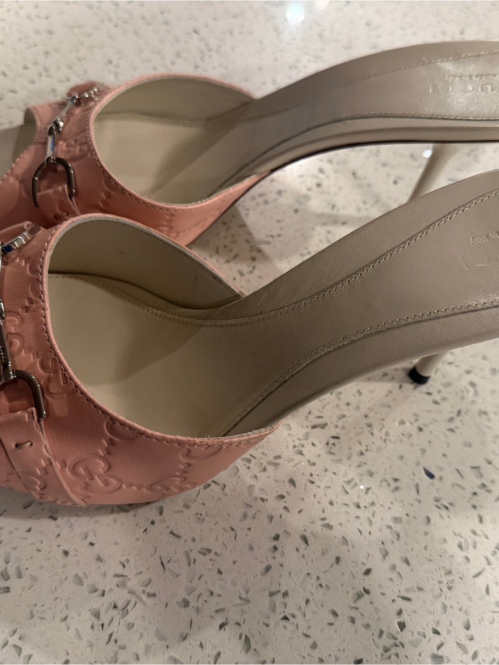 Gucci Pink Leather Horsebit Open-Toe Mules - Picture 2 of 8
